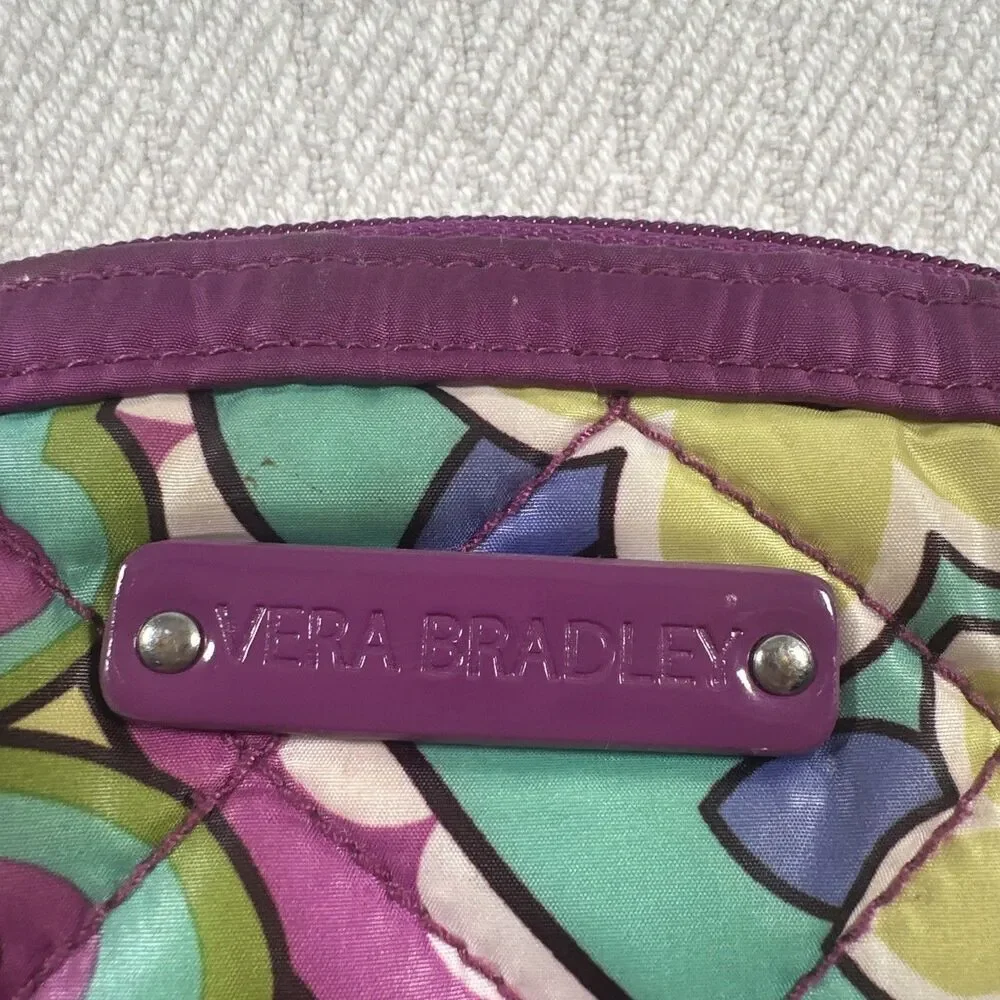 Vera Bradley Floral Coin Purse Zip Pouch Quilted Purple Multicolor Wallet - Picture 10 of 16